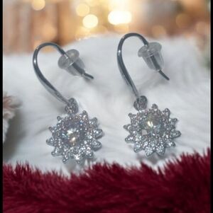 Silver Floral Diamond Earrings